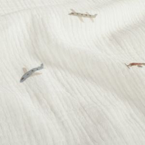 Katoenen mousseline vliegtuigen offwhite