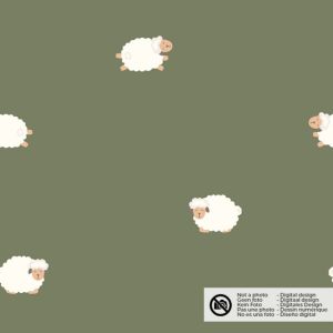 Katoen tricot schapen donkergroen