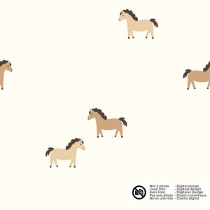 Katoen tricot paarden offwhite