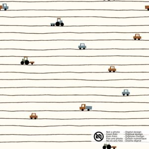 Katoen tricot voertuigen en strepen offwhite