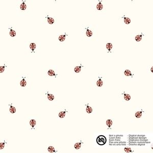 Katoen tricot lieveheersbeestjes offwhite