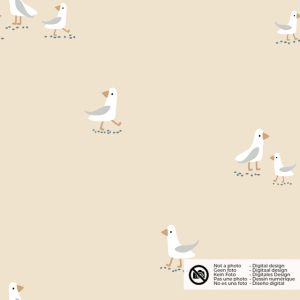 Katoen tricot meeuwen beige