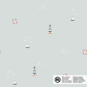 Katoen tricot vuurtorens lichtgrijs