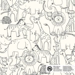 Katoen tricot dieren offwhite