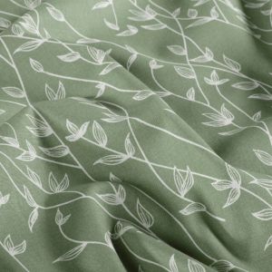 Katoen poplin twijgen kaki groen