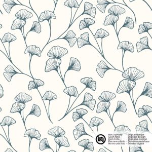 Katoen poplin bladeren staalblauw