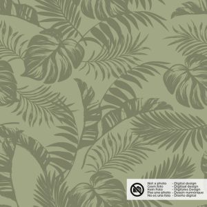 Katoen poplin bladeren olijfgroen