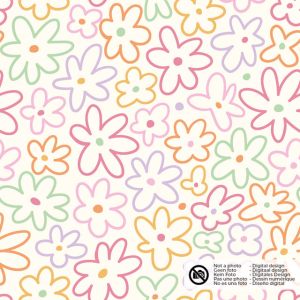 Katoen poplin bloemen offwhite