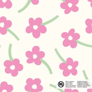 Katoen poplin bloemen offwhite