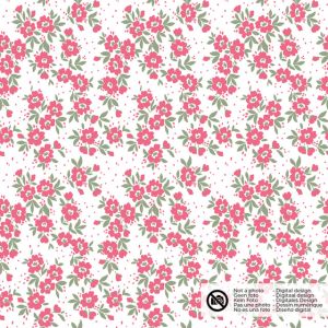 Katoen poplin bloemen roze