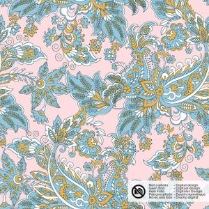 Katoen poplin paisley lichtroze