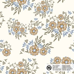 Katoen poplin bloemen offwhite