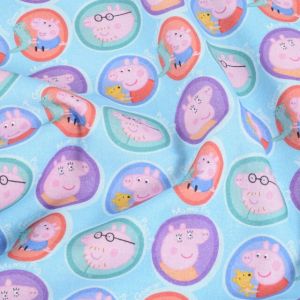 Katoen poplin peppa pig lichtblauw