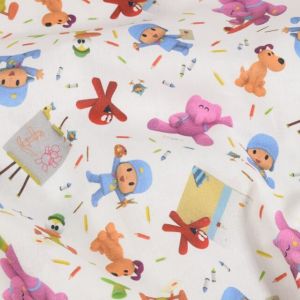 Katoen poplin pocoyo & friends wit
