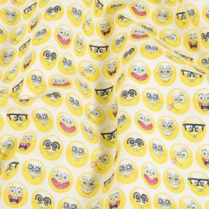 Katoen poplin spongebob emojis wit