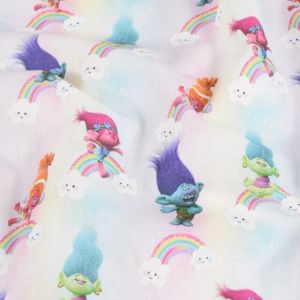 Katoen poplin trolls regenboog