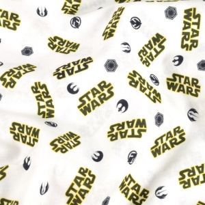 Katoen poplin star wars wit