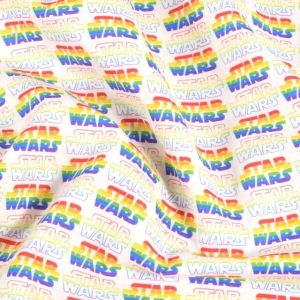 Katoen poplin star wars multicolor/wit