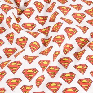 Katoen poplin superman wit