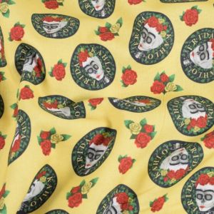 Katoen poplin frida khalo geel