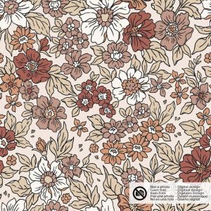 Katoen tricot bloemen beige