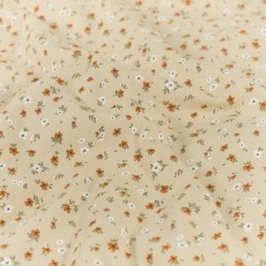 Katoen tricot bloemen beige