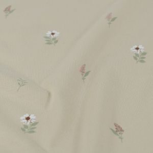 Katoen tricot bloemen beige