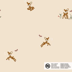 Katoen tricot hertjes beige