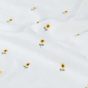 Rib jersey zonnebloemen offwhite