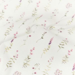 Rib jersey digitaaldruk bloemen offwhite