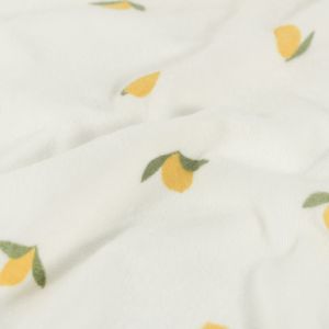Stretch badstof citroenen offwhite