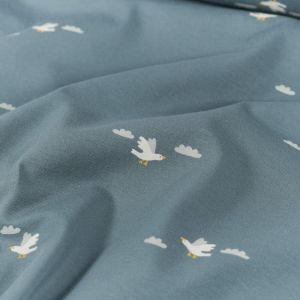 Katoen tricot vogels indigo