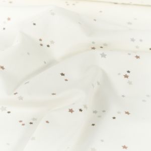 Katoen tricot sterren offwhite