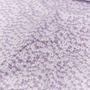 Katoen tricot bloemen lila