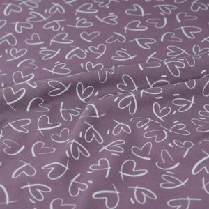 Katoen tricot hartjes mauve