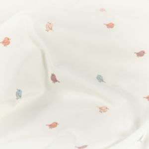 Katoen tricot vogels offwhite