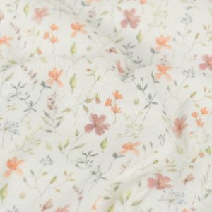 Rib jersey digitaaldruk bloemen offwhite