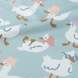 Sweat/french terry ganzen babyblauw