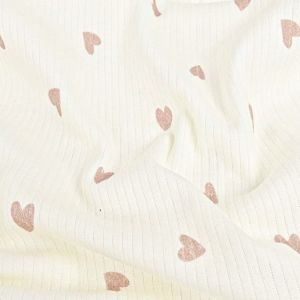 Rib jersey hartjes donkerbeige