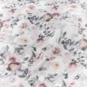 Rib jersey digitaaldruk bloemen offwhite