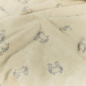 Stretch badstof bedrukt krabben beige
