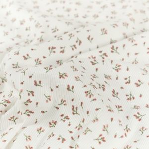 Rib jersey bloemen offwhite