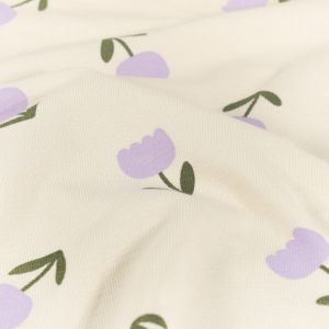 Terry crêpe bloemen ivoor