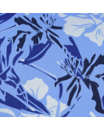 Katoen Tricot Abstacte bloemen lichtblauw