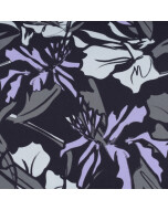 Katoen Tricot Abstracte bloemen Donkerpaars
