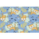 Katoen tricot tijgertjes lichtblauw/staalblauw