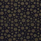 50x145 cm Katoen poplin christmas sneeuwvlokken marine/goud