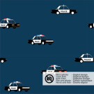 50x150cm katoen tricot politieauto's marine