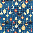 katoen poplin kerst ballen marine/goud