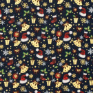 katoen poplin kerst ornamenten marine/goud